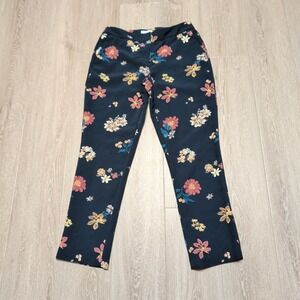 Carolina Belle Montreal Navy Floral Straight Leg Trousers Womens 8 30x28 Slim